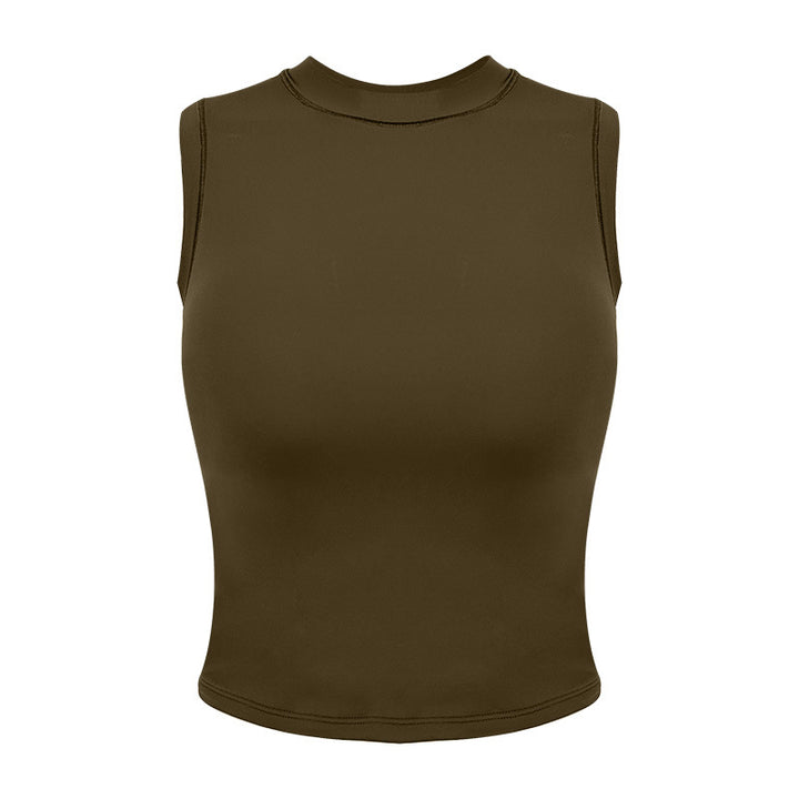 Dame Sporty ærmeløs crop-top med høj krave lavet af fleksibelt materiale teknologi Stilla