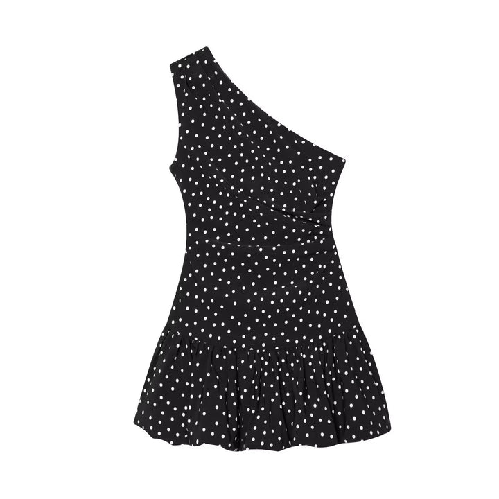 Dame Polka-Dots Minikjole med asymmetrisk udskæring Skovae