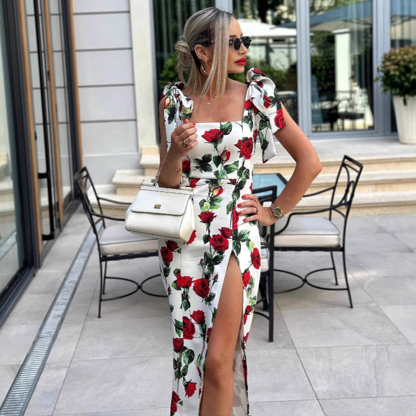 Dame Maxi Kjole med Blomster Mønster Stilla