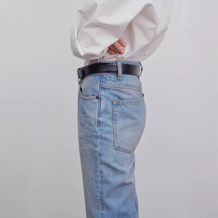 Dame Bredskåret jeans i afslappet stil med høj talje og elegant finish Stilla