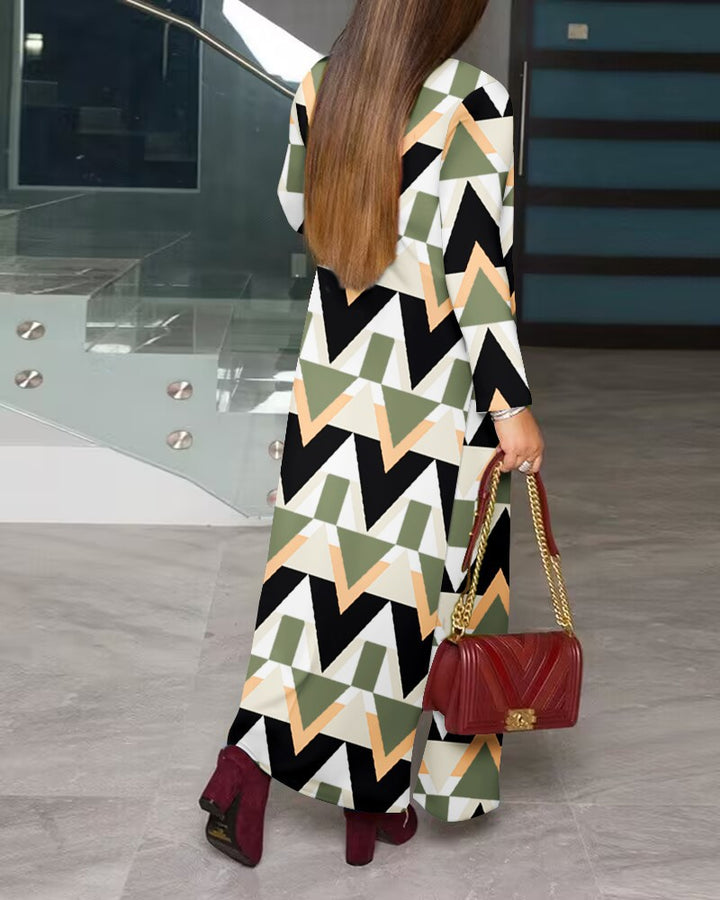 Dame Lang Kimono med grafisk Design Stilla