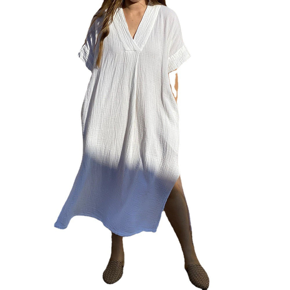 Damer casual maxikjole i let muslin med sideslids Stilla
