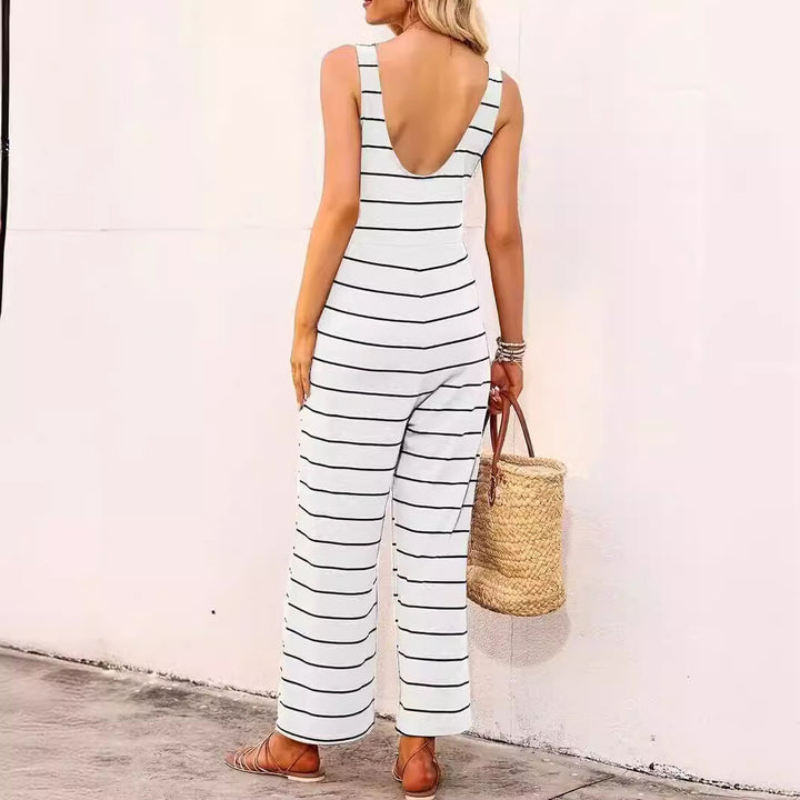 Damer Elegant rummelig jumpsuit med stribemønster Stilla
