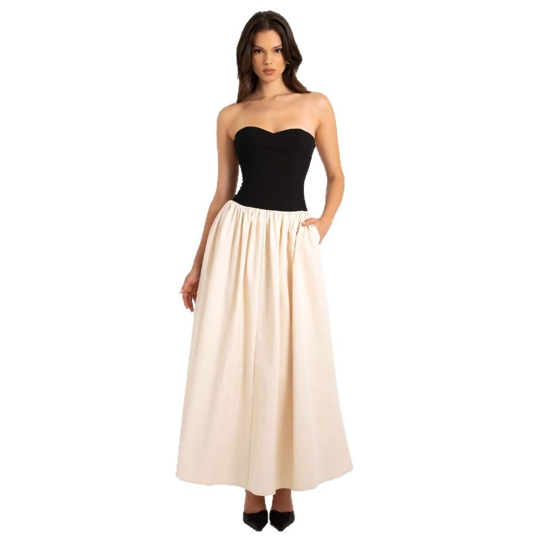 Dame Elegant Maxikjole med hjerteformet udsnit og glat skirt Stilla