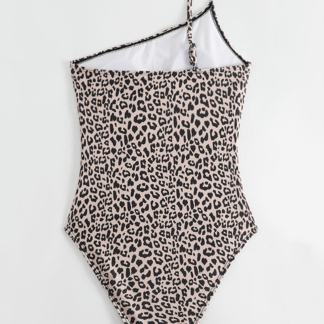 Damer One-Shoulder Badetøj med stilfuld dyreprint og feminine ruches Skovae