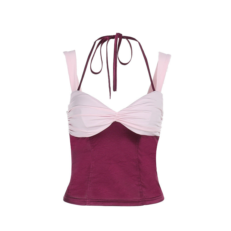 Damer crop-top med skulderfri design og raffinerede flæsedetaljer Skovae