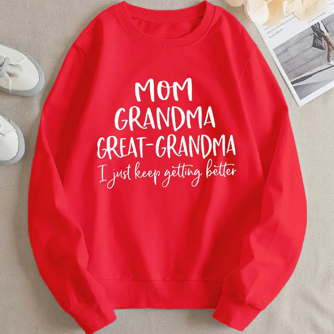 Kvinders sweatshirt med kreativ familieprint og komfortabel pasform Stilla