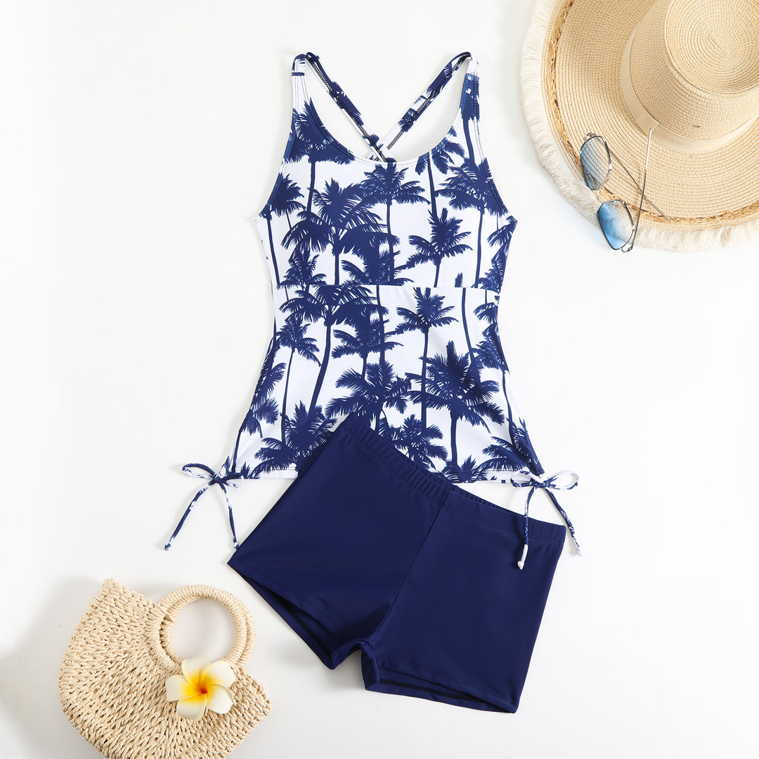 Dame Tankini sæt med blomsterdesign og justerbare stropper Skovae