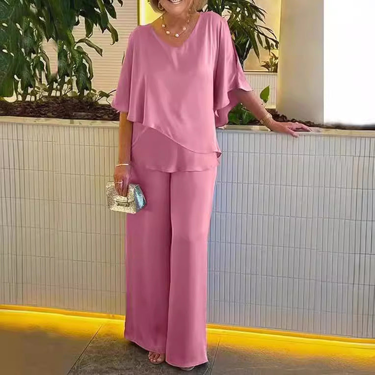 Dame elegant to-delt outfit med flydende snit Stilla
