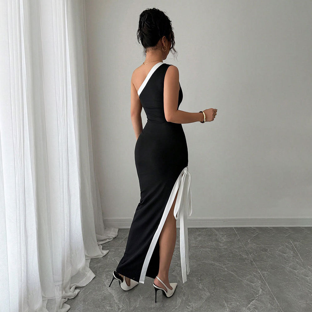 Dame Bodycon Aftenkjole med Asymmetrisk Udsnit og Sidestrop Stilla