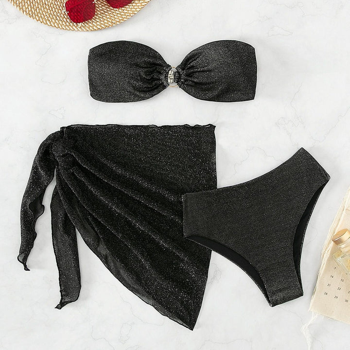 Damer Glamourøs Bandeau-Bikini med Glimmer-detaljer Skovae