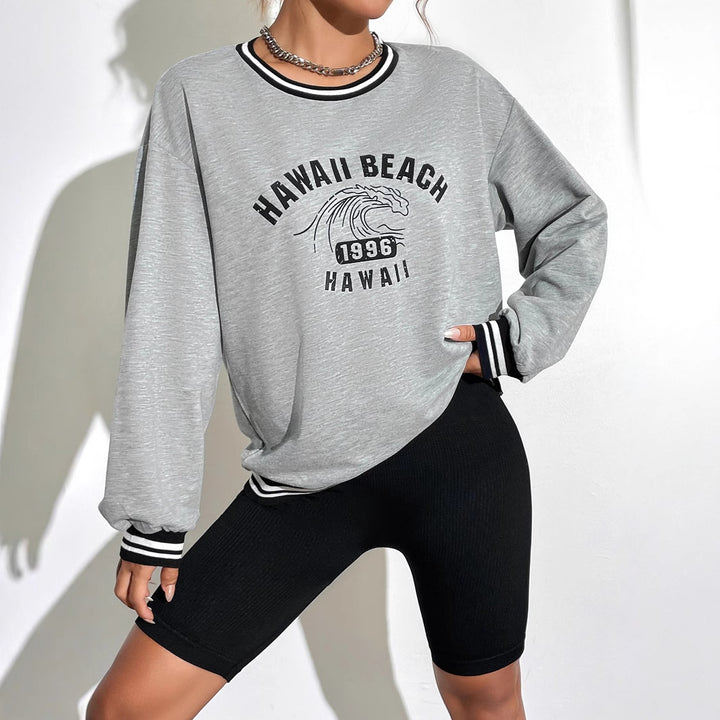 Kvinders afslappede sweatshirt med trykt Hawaii motiv og dropped skuldre Stilla