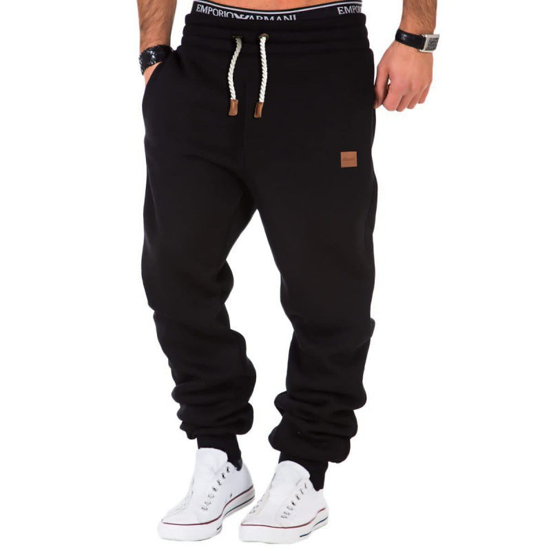 Herre nan Relax-bukser lavet af tung sweatshirt med snor og ribbet ankelafslutning Skovae