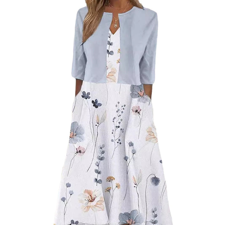 Damer Maxikjole med florale accenter og smart Bolero Stilla