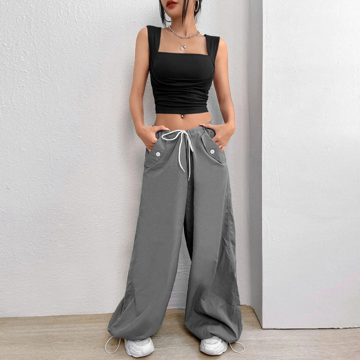 Kvindernes cropped tanktop med sofistikeret samling og firkantet halsudskæring Stilla