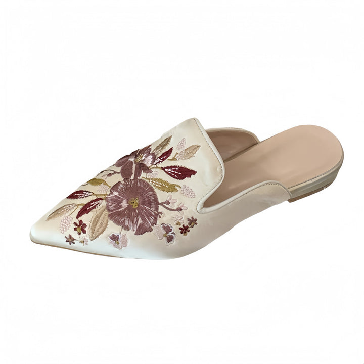 Dame elegante Mules med florale broderier og spids tå Stilla