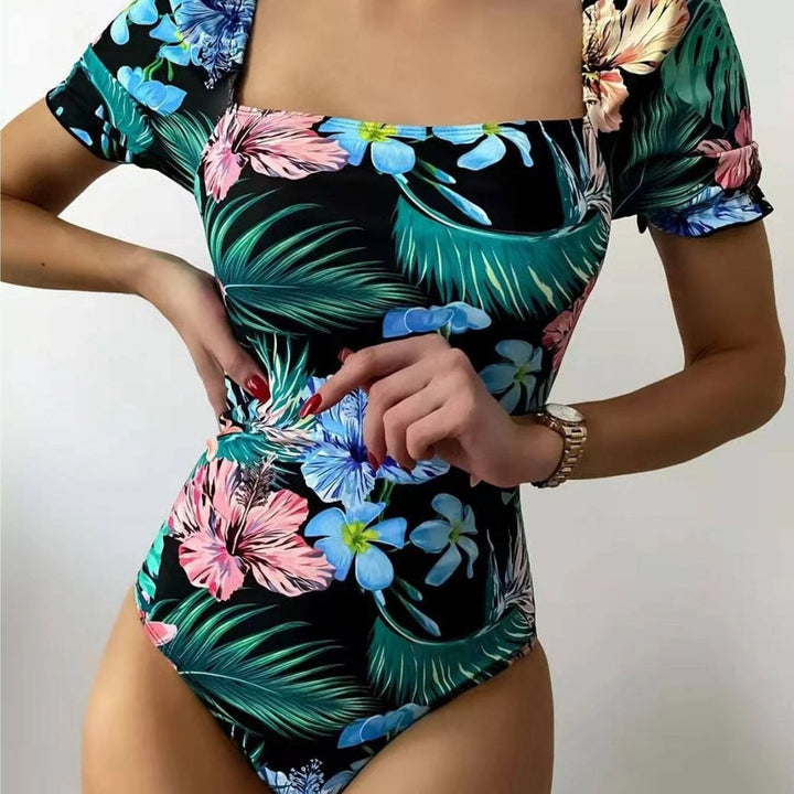 Dame Puffærmet Blomster Badedragt Stilla