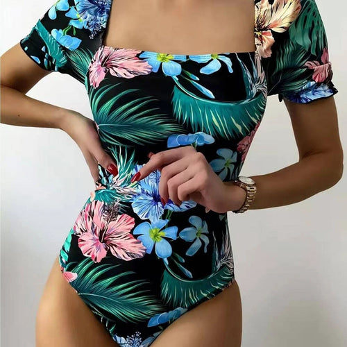 Dame Puffærmet Blomster Badedragt Stilla
