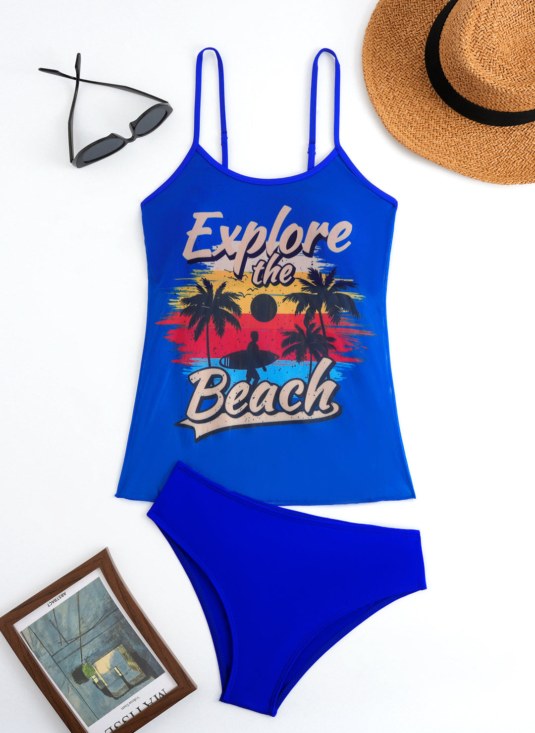 Dame Sporty Tankini-sæt med trendy print Skovae