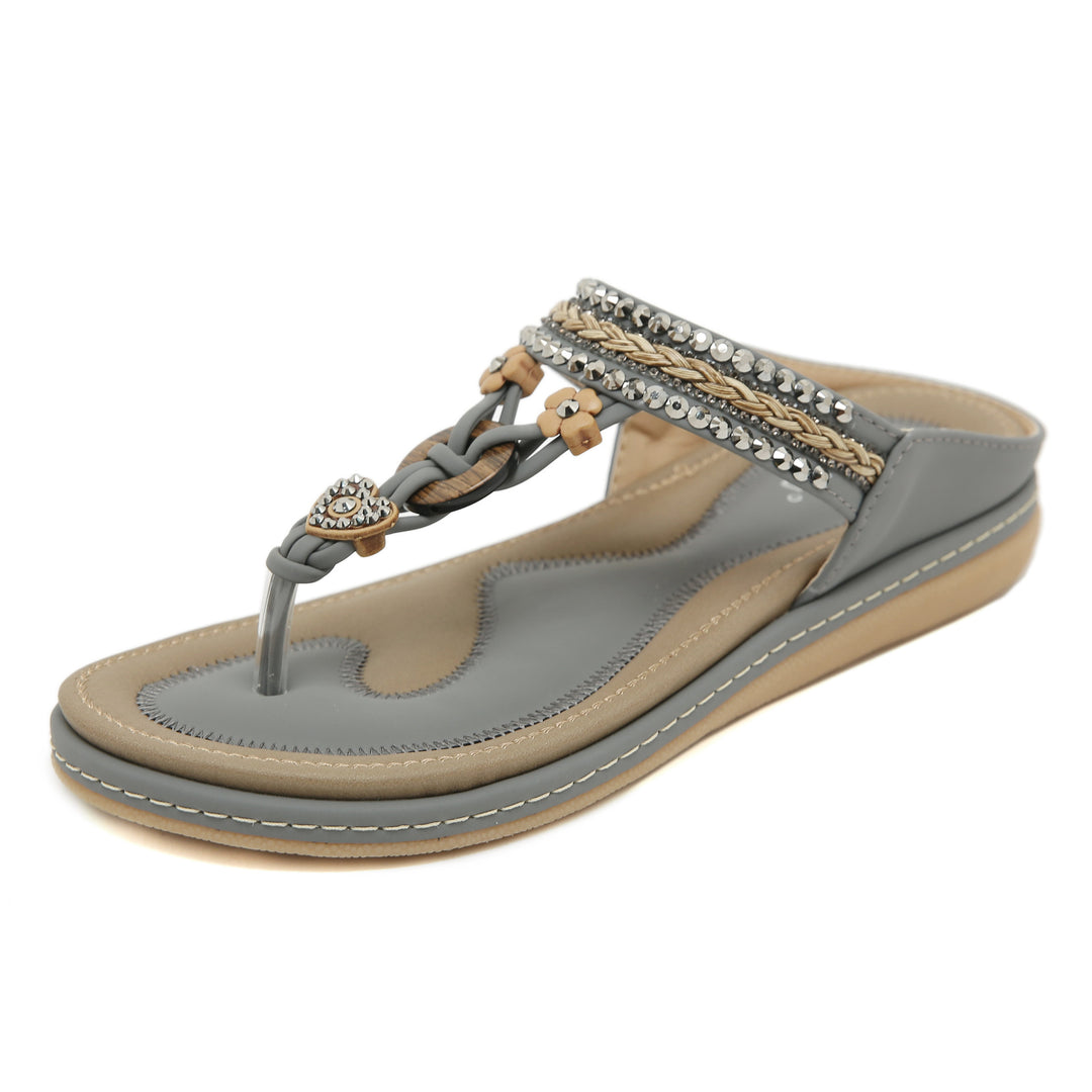 Dame flip-flops med glamourøse udsmykninger og komfortabelt fodseng Stilla