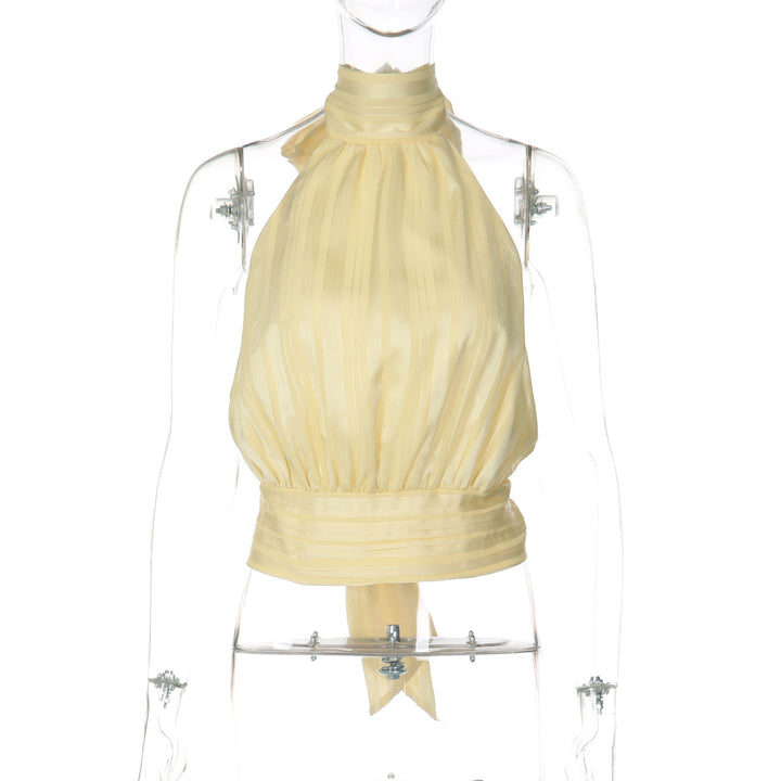 Damer Elegante Halterneck-top med plissering