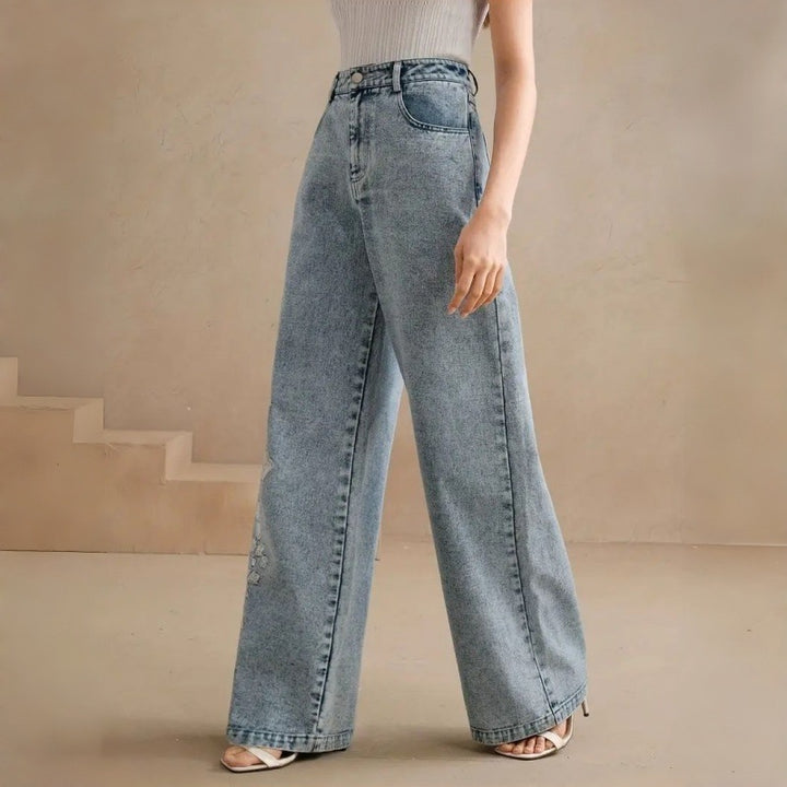 Dame Loose-Fit Jeans med blomsterbroderi Skovae