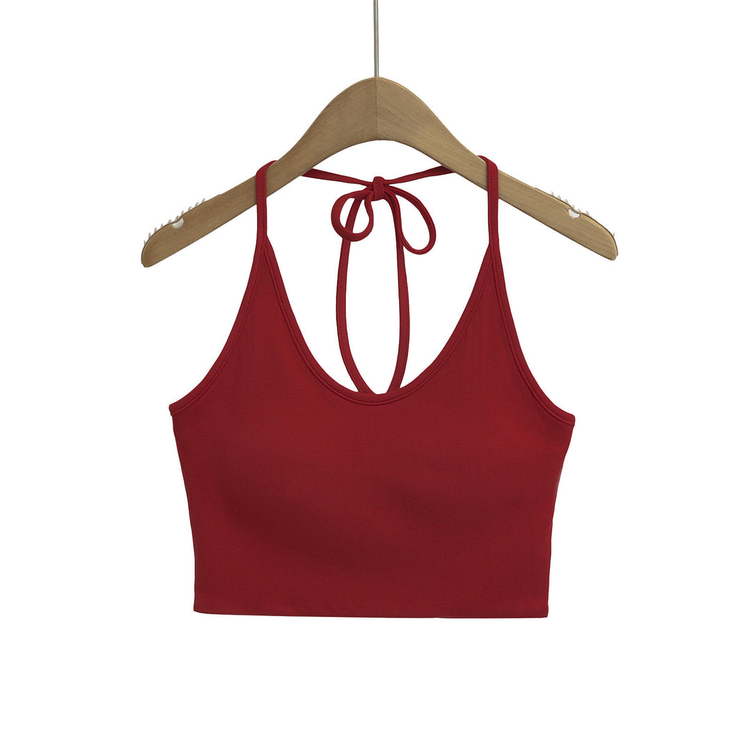 Dame Sports Cropped Top med justerbar ryg-wrapping design og elastisk kant Stilla