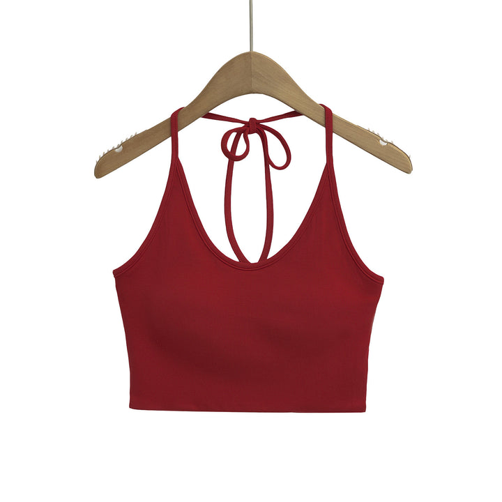 Dame Sports Cropped Top med justerbar ryg-wrapping design og elastisk kant Stilla