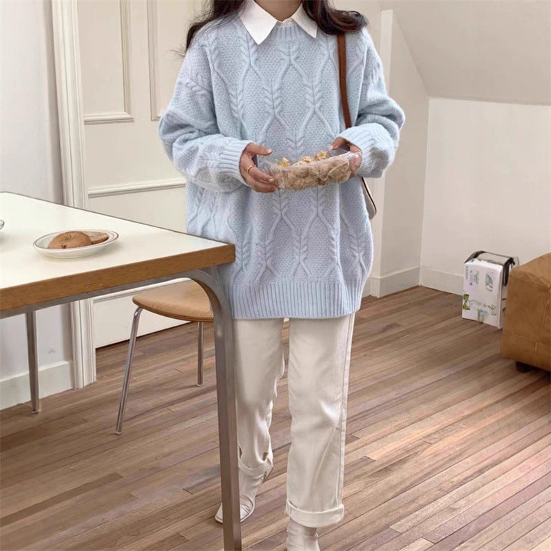Kvinder strikket sweater med kabeldesign og afslappet pasform Stilla