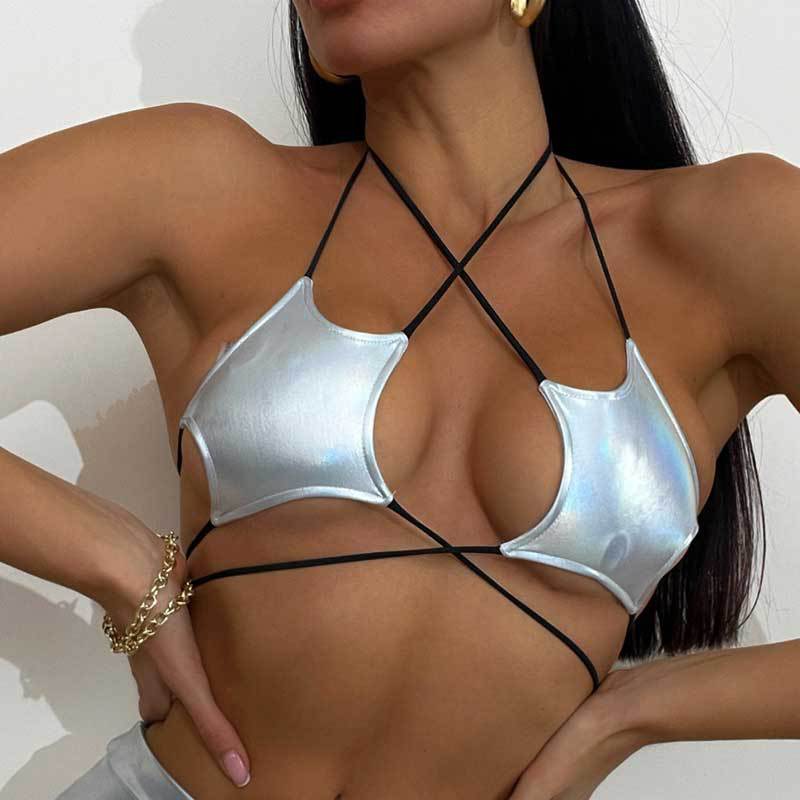 Dame Sport-Bikini-Oberdel med innovativt snit og elastiske bånd Stilla
