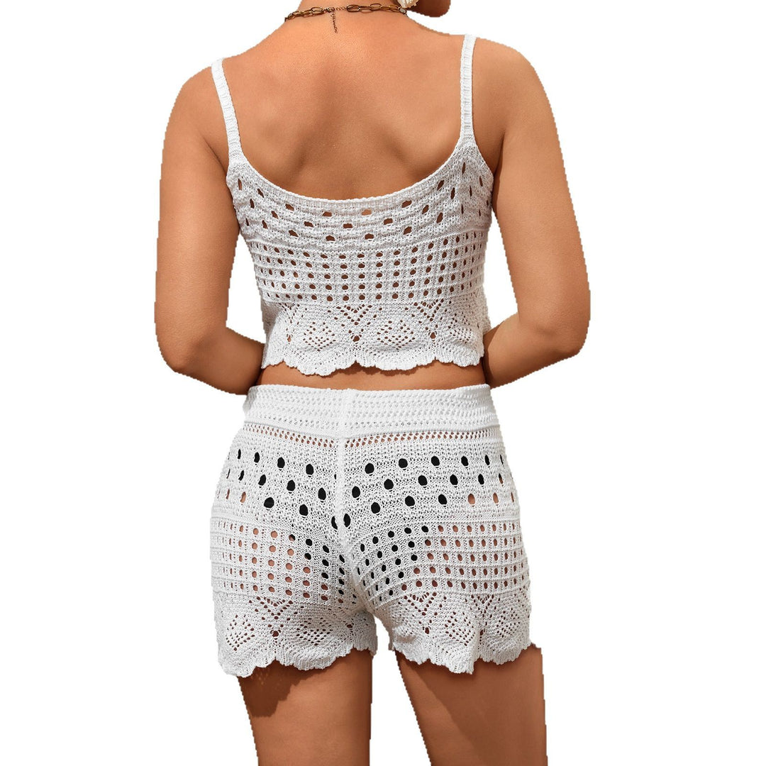 Dame luftig hækle-sæt med top og shorts Skovae