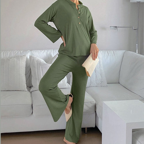 Dame pyjamasæt i blød jersey med knaplukning og lange ærmer Stilla