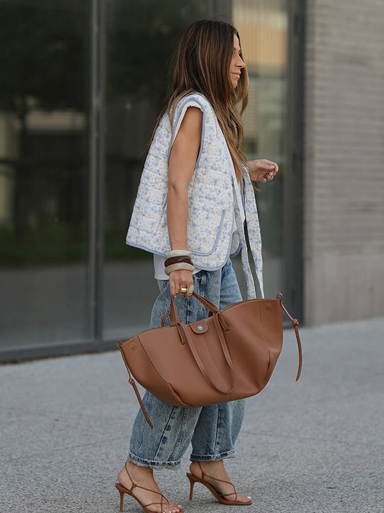 Dame afslappet oversized vest med blomster mønster Stilla