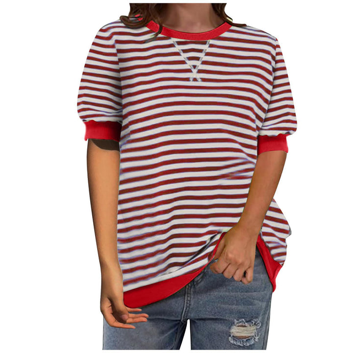 Dame afslappet stribet T-shirt med trendy detaljer Stilla