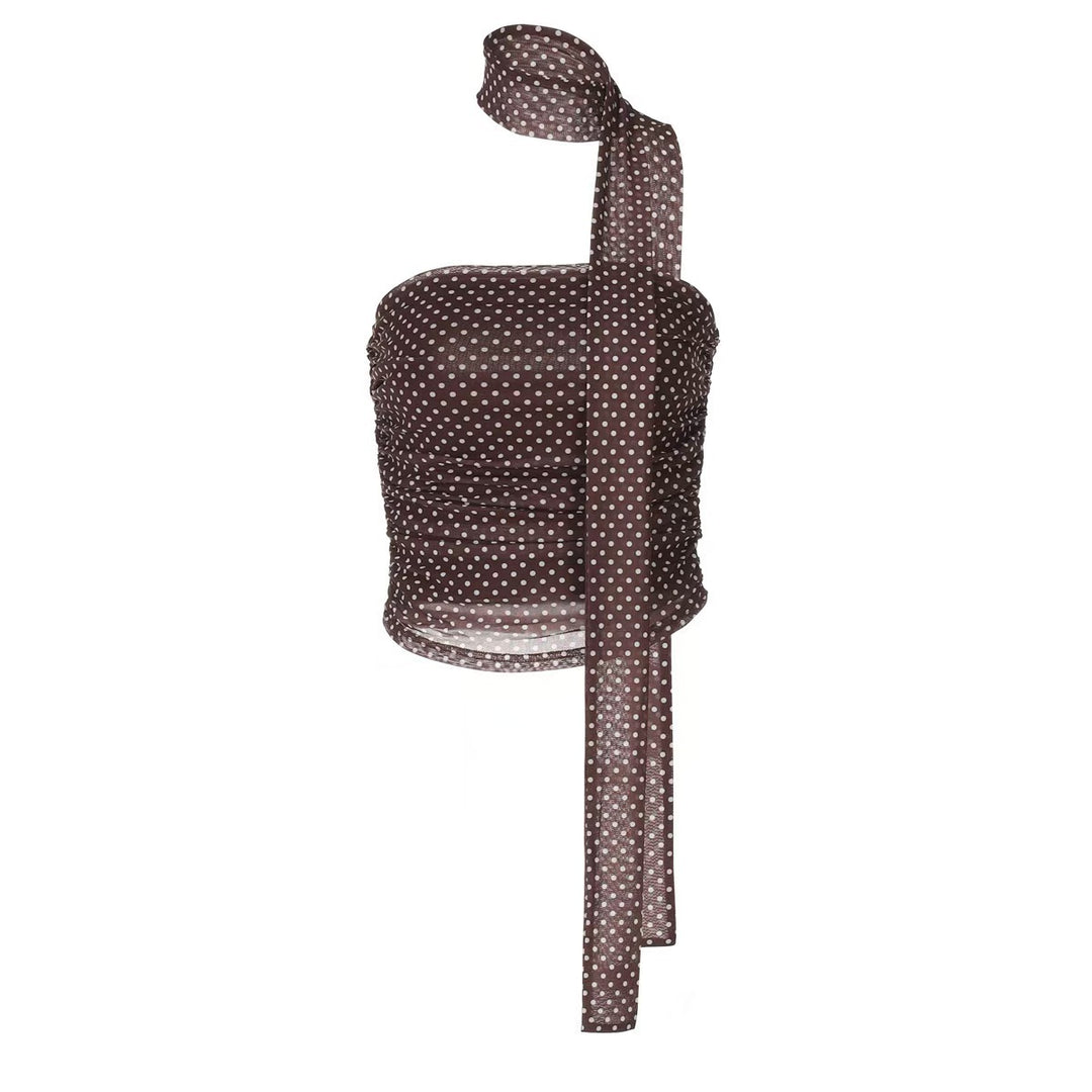 Dame Elegante Polka-Dots Overdel med smalt Bandeau og formende detaljer Skovae