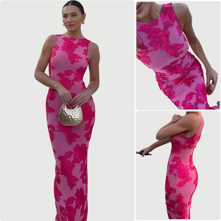 Kvindernes Bodycon kjole med blomster mønster og elegant snit Skovae