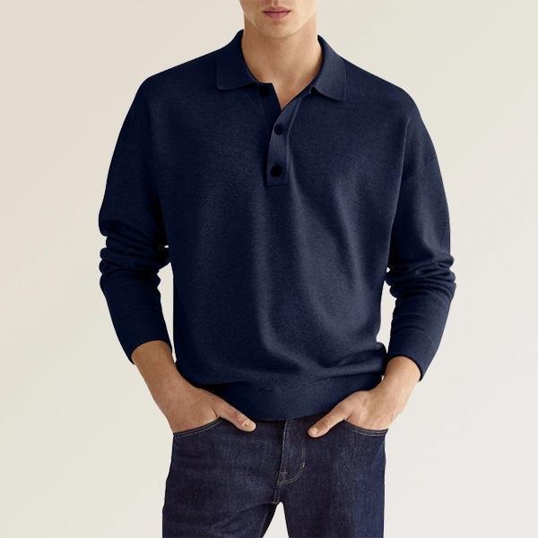 Herre polo T-shirt lavet af blødt strikstof med knaplukning og afslappet snit Stilla