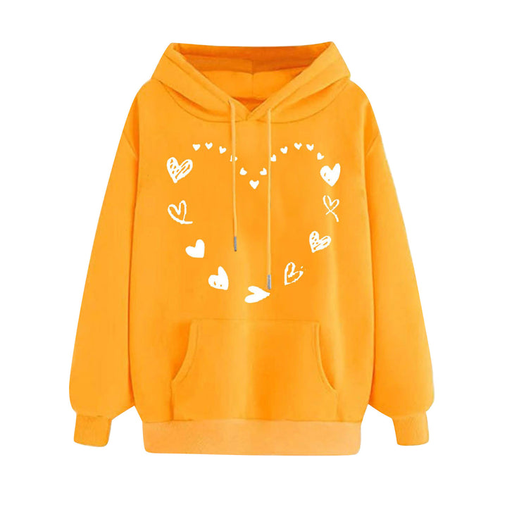 Dame hoodie med legende hjerte design og komfortabel kængurutaske Skovae