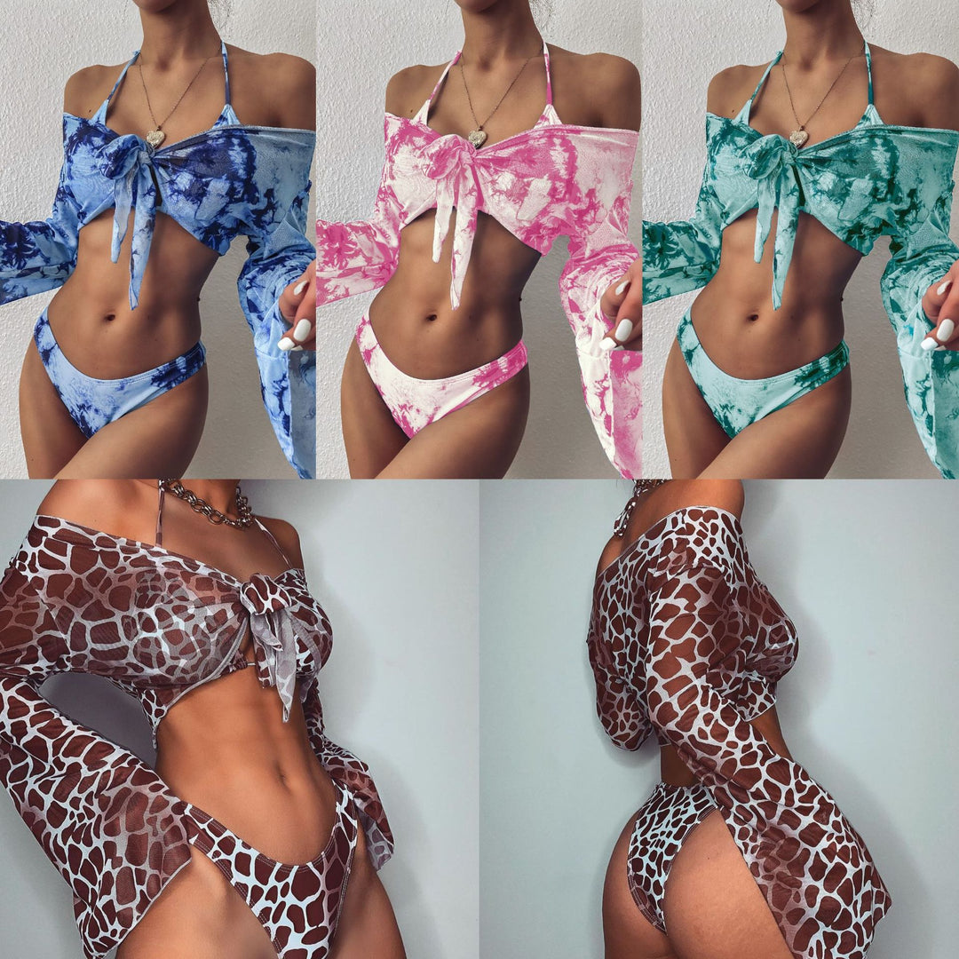 Dame bikini sæt med afslappet overtræk og frækt giraffemønster Stilla
