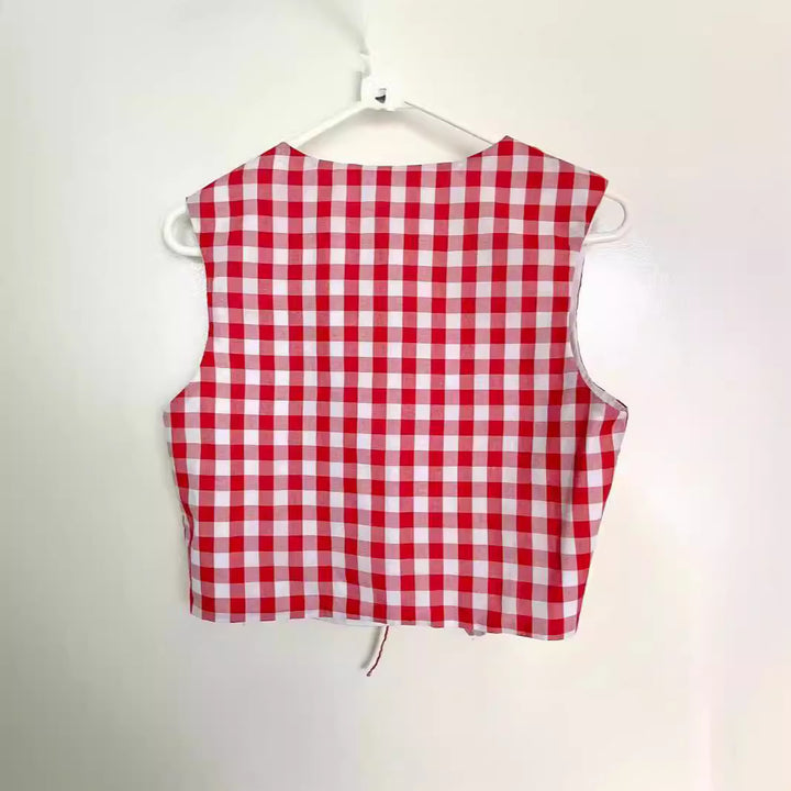 Femme Snørebånd Gingham Vest Stilla