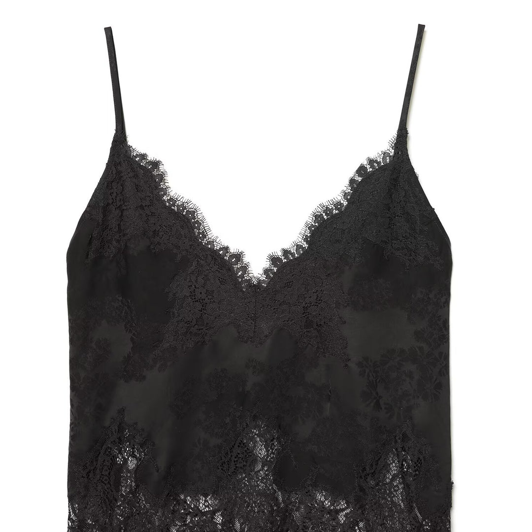 Damer spidsesinglet med forførende V-udskæring og elegant spidskant Skovae
