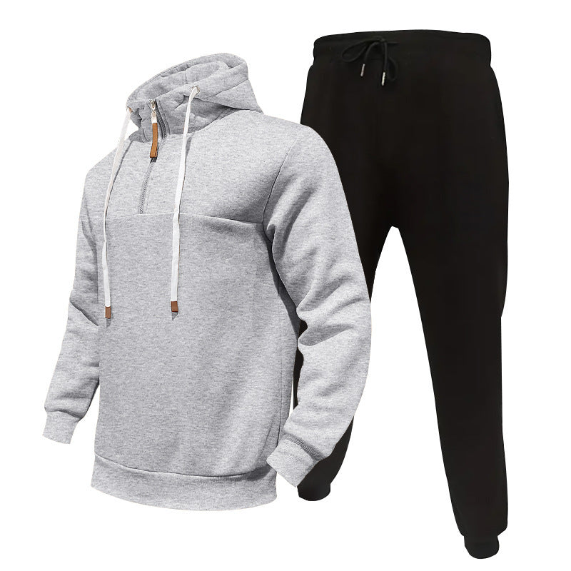 Herrer sporty hoodie-sæt med lynlås og praktiske lommer Stilla