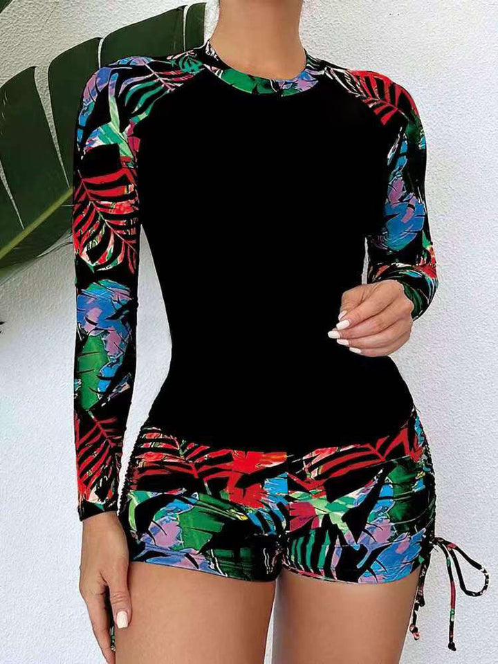 Dame Sporty Rashguard med langærmet og trendy tropemønster Stilla
