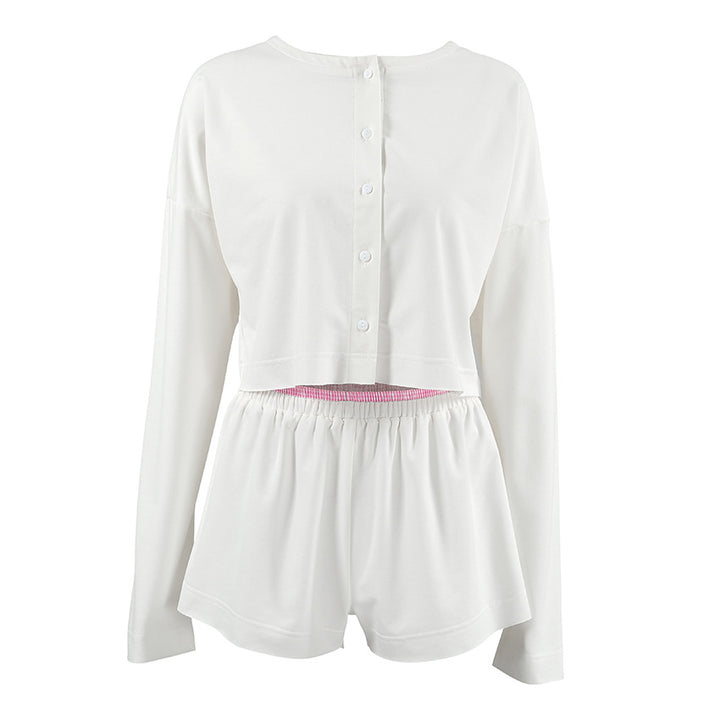 Dame afslappet cropped top og shorts sæt Stilla
