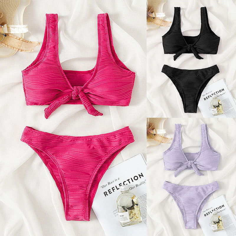 Dame Sporty Bikini-sæt med raffineret knudedesign Skovae