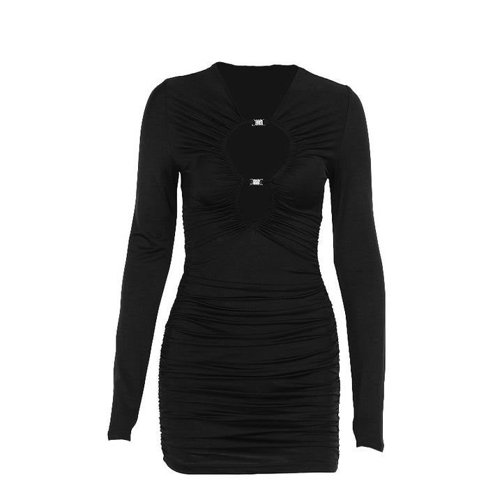 Kvinder Rynkning Drapering Bodycon Kjole Stilla