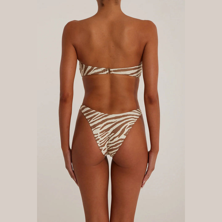 Dame bikini-sæt med legesyg zebra-mønster og stilfulde knude-detaljer Stilla