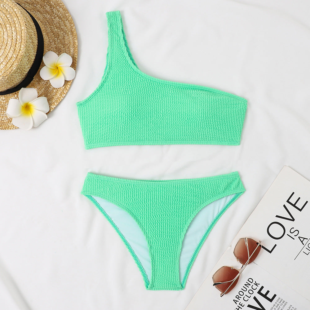 Dame triangel bikini med asymmetrisk snit og spændende design Skovae