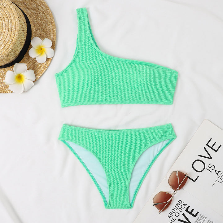 Dame triangel bikini med asymmetrisk snit og spændende design Skovae