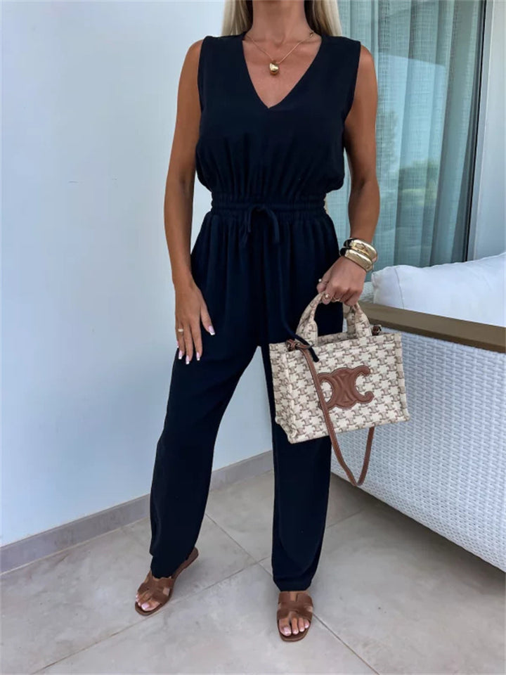 Dame komfortabel jumpsuit med elastisk taljejustering Stilla